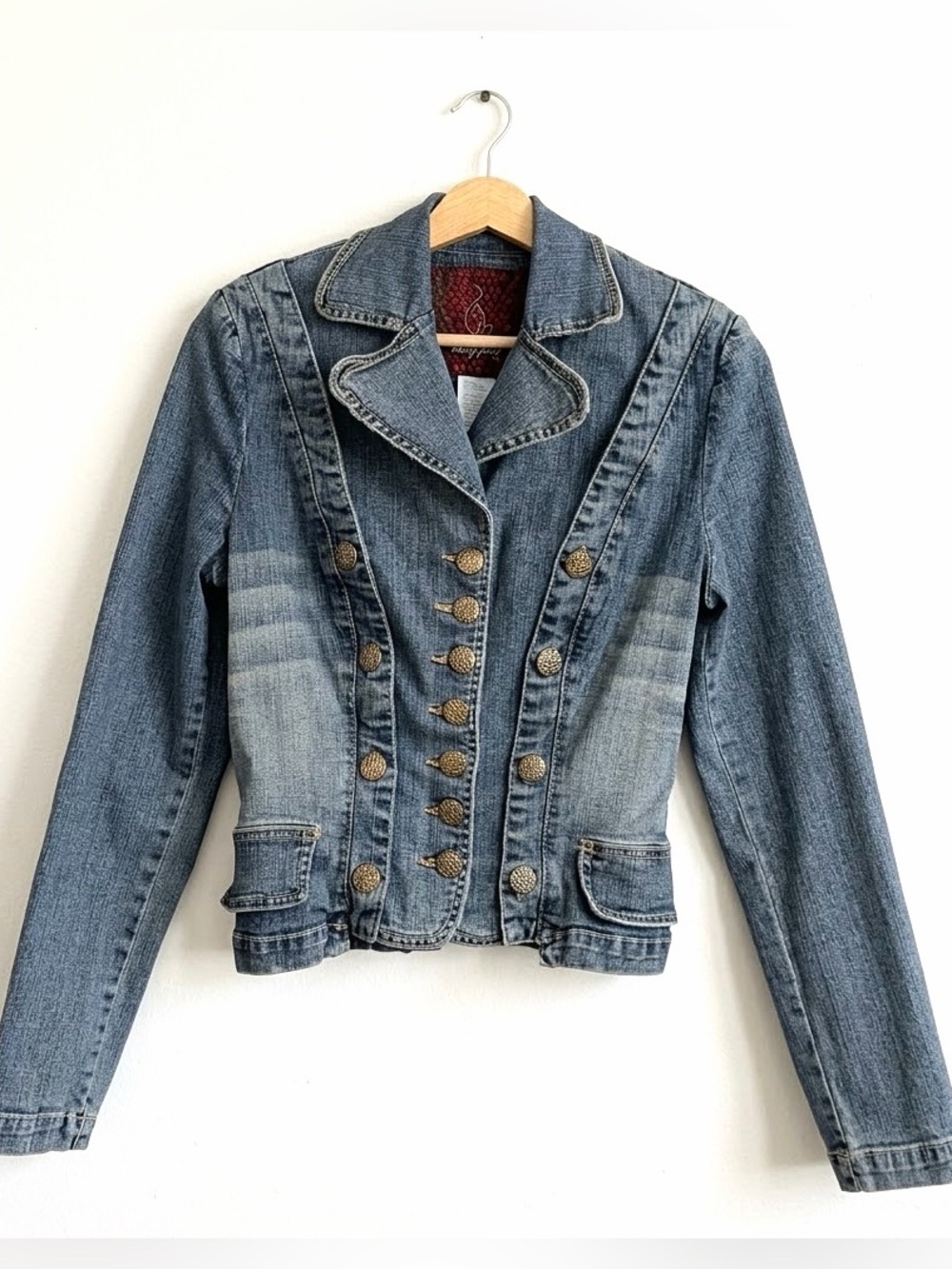 Y2K Baby Phat Denim Military Double Breasted Blazer Jacket
